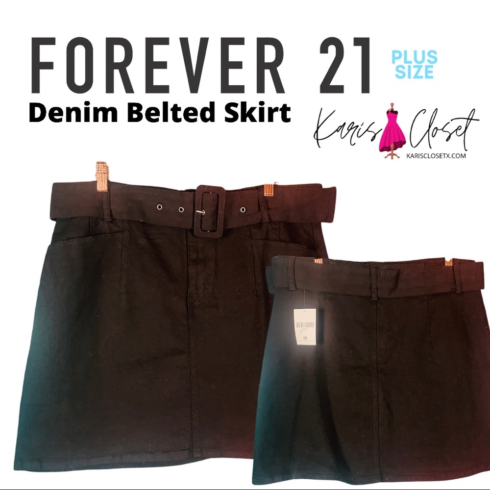 ✅ Forever 21 Blk belted mini skirt front pockets NWT